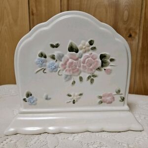 Pfaltzgraff Tea Rose Napkin Holder Stoneware Cottage Core